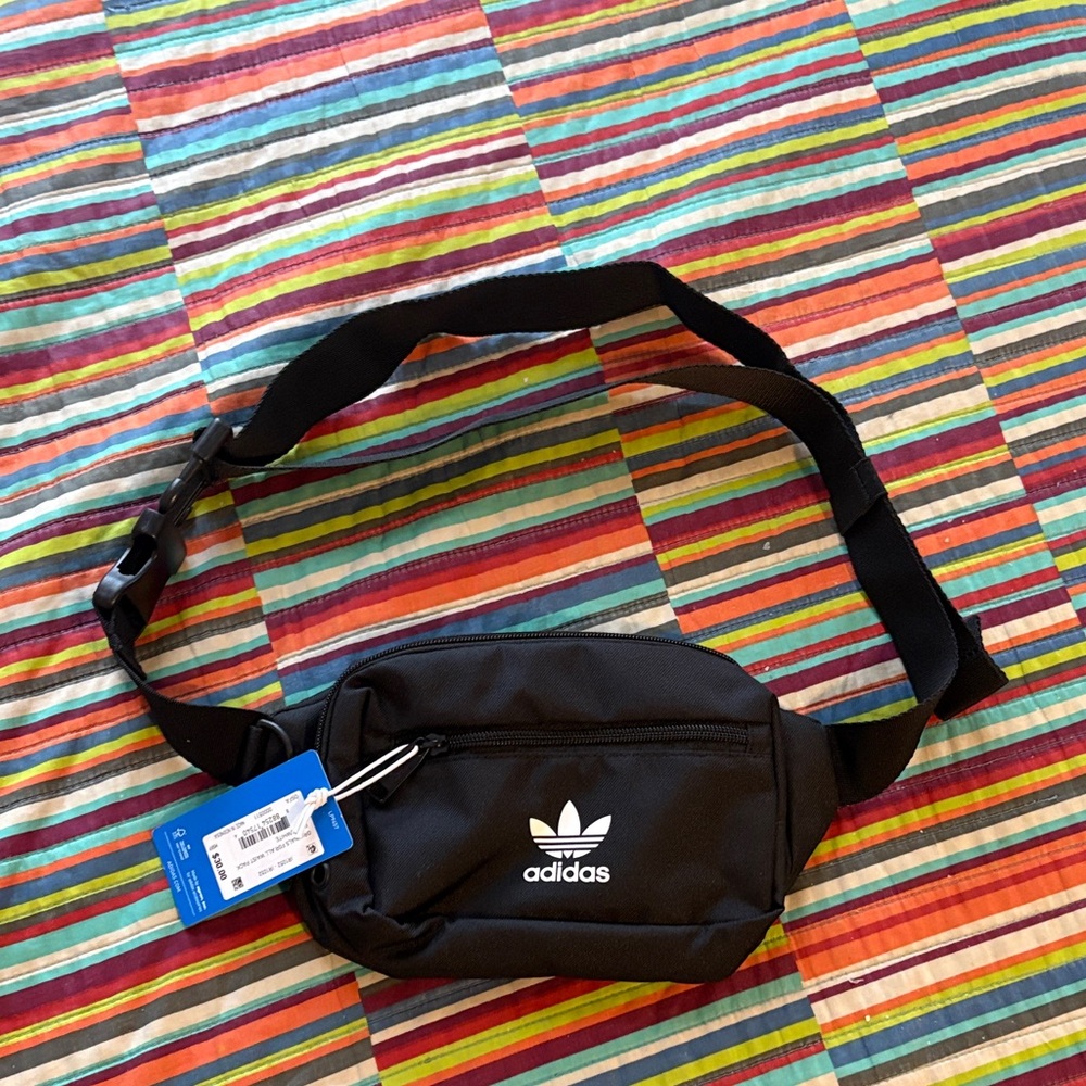 Adidas Black Belt Bag with White Logo new tags fast shipping